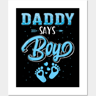 Gender Reveal Daddy Says Boy Baby Matching Family Set Posters and Art